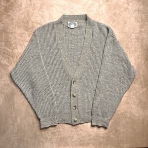 Environmental Clothing Co Vintage Gray Cardigan Sweater V Neck Button Up Wool